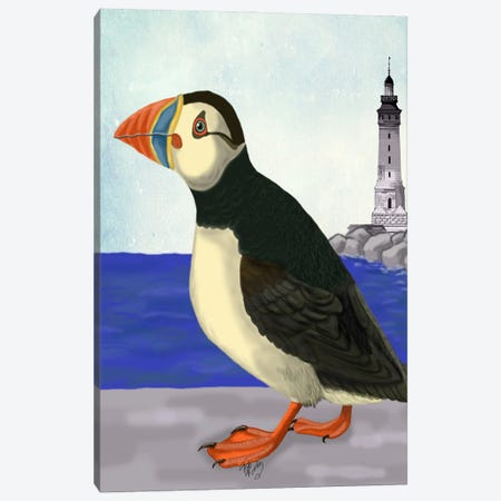 Puffin On The Quay Canvas Print #FNK72} by Fab Funky Canvas Art