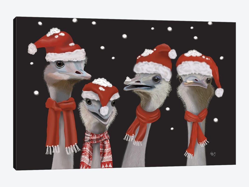Ostrich, Christmas Gals by Fab Funky 1-piece Canvas Art