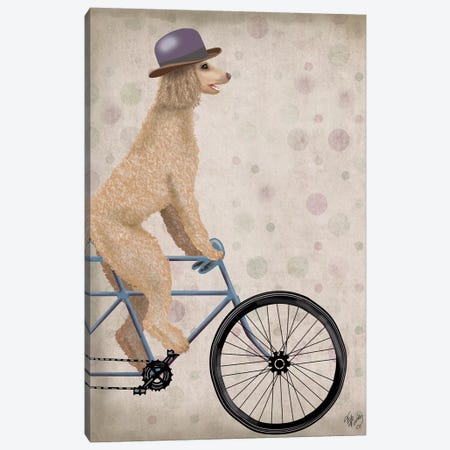 Poodle on Bicycle, Cream Canvas Print #FNK753} by Fab Funky Canvas Art