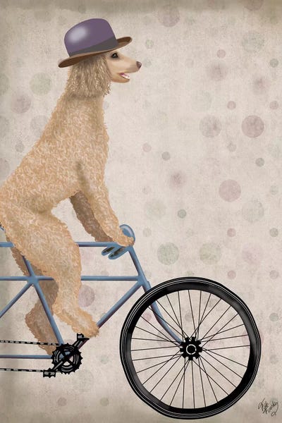 Poodles: Poodle on Bicycle, Cream by Fab Funky