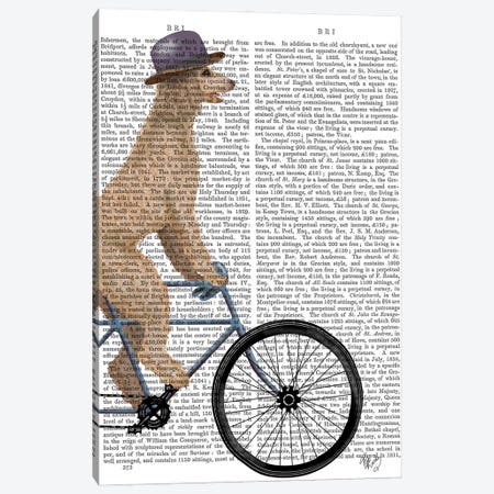 Poodle on Bicycle, Cream, Print BG Canvas Print #FNK754} by Fab Funky Canvas Art Print