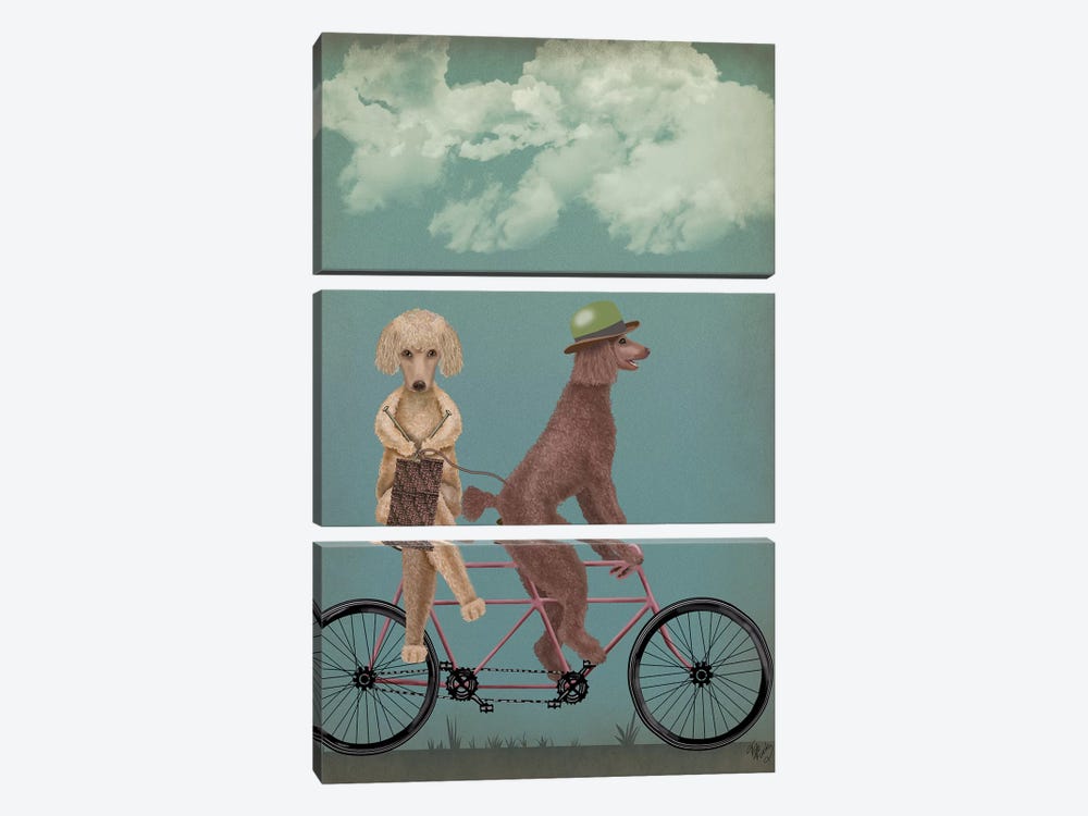 Poodle Tandem by Fab Funky 3-piece Canvas Print