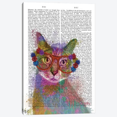 Rainbow Splash Cat I, Print BG Canvas Print #FNK770} by Fab Funky Canvas Art