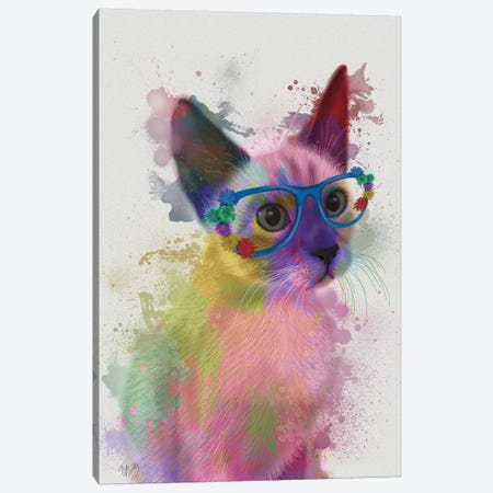 Rainbow Splash Cat II Canvas Print #FNK771} by Fab Funky Canvas Wall Art