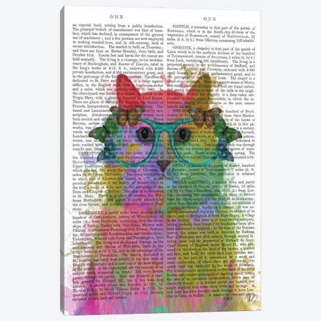 Rainbow Splash Cat III, Print BG Canvas Print #FNK775} by Fab Funky Art Print