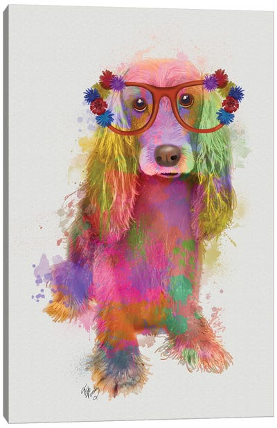 Rainbow Splash Cocker Spaniel, Full Canvas Art Print