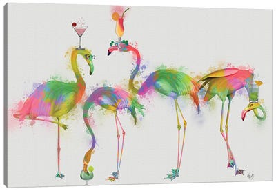 Rainbow Splash Cocktail Party Canvas Art Print - Flamingo Art