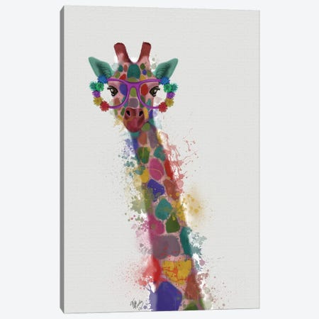 Rainbow Splash Giraffe I Canvas Print #FNK799} by Fab Funky Canvas Art