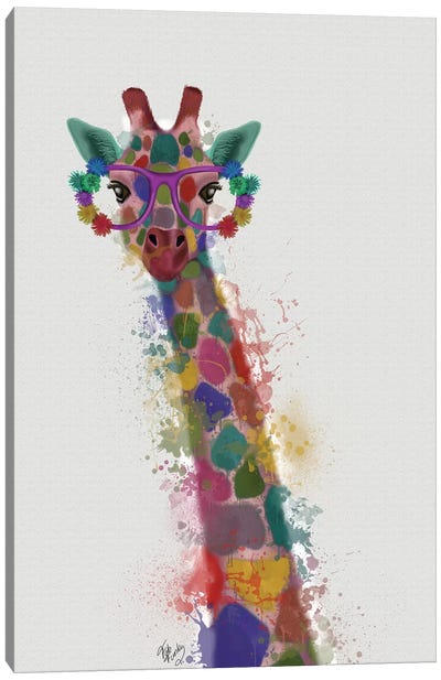 Rainbow Splash Giraffe I Canvas Art Print - Giraffe Art