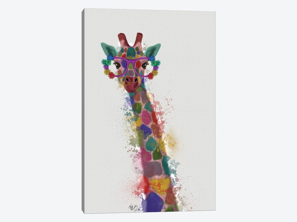 Rainbow Splash Giraffe I by Fab Funky 1-piece Canvas Art Print