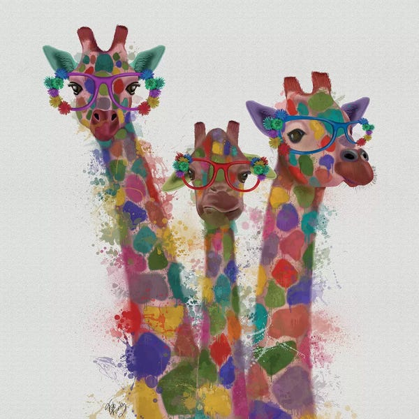 Playroom: Rainbow Splash Giraffe Trio by Fab Funky