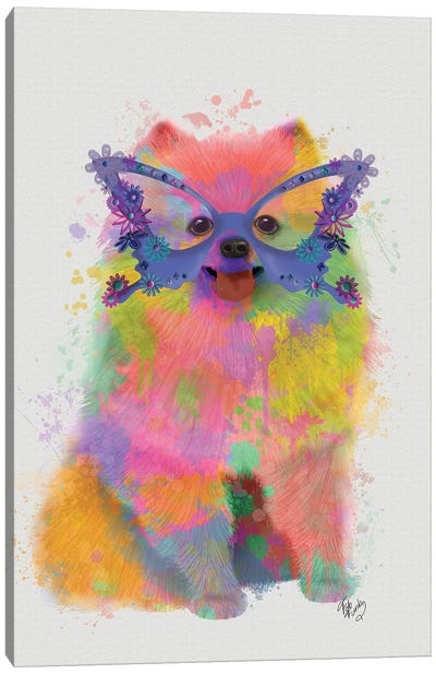 Rainbow Splash Pomeranian Canvas Art Print - Pomeranian Art
