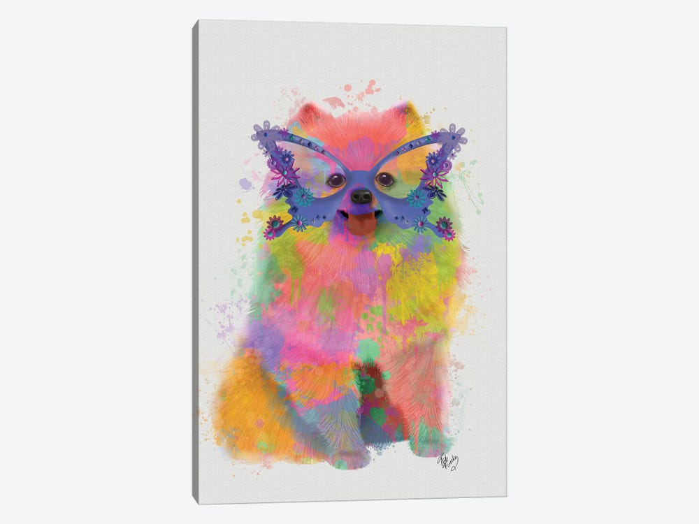 Rainbow Splash Pomeranian by Fab Funky 1-piece Canvas Artwork