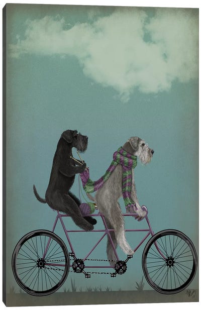 Schnauzer Tandem Canvas Art Print - Bicycle Art