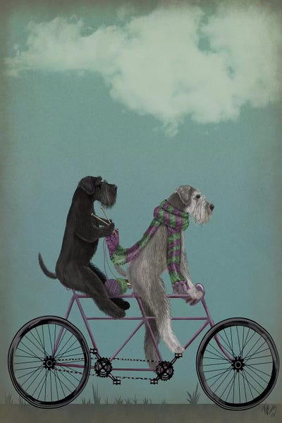 Kids Transportation Art: Schnauzer Tandem by Fab Funky