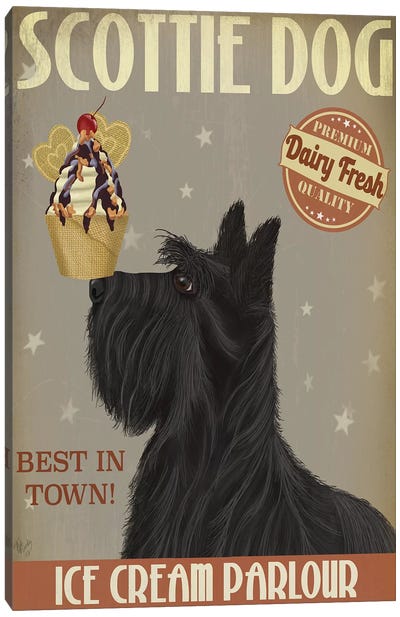 Scottish Terrier Ice Cream Canvas Art Print - Ice Cream & Popsicle Art