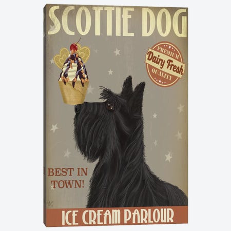 Scottish Terrier Ice Cream Canvas Print #FNK833} by Fab Funky Art Print