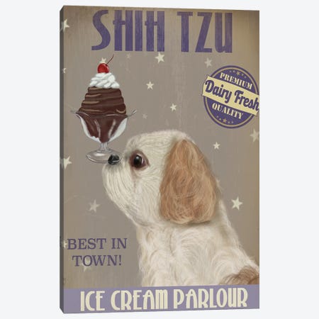 Shih Tzu Ice Cream Canvas Print #FNK835} by Fab Funky Canvas Wall Art