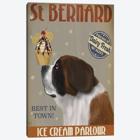 St. Bernard Ice Cream Canvas Print #FNK847} by Fab Funky Canvas Art Print