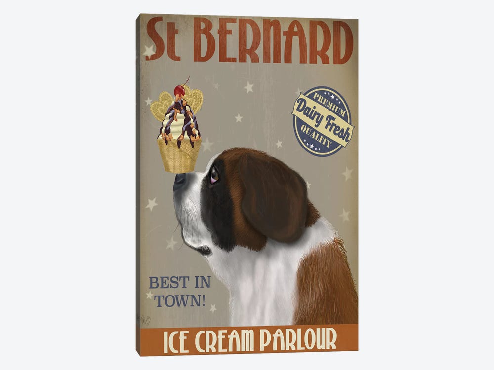 St. Bernard Ice Cream by Fab Funky 1-piece Canvas Artwork