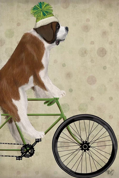 St. Bernard on Bicycle by Fab Funky wall art