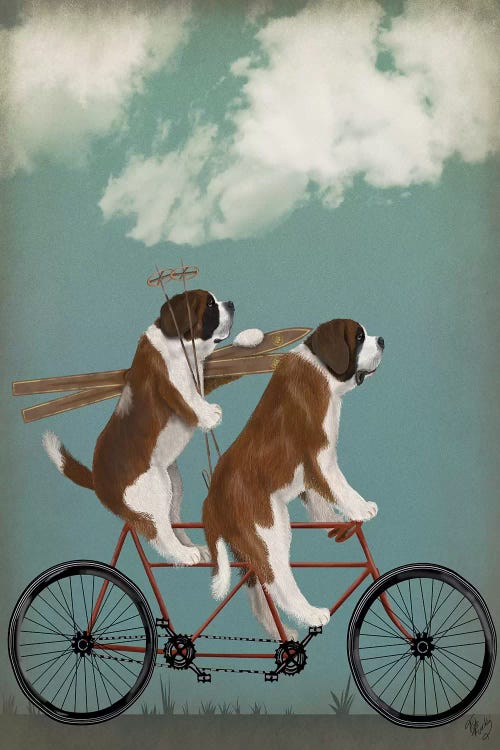 St. Bernard Tandem by Fab Funky wall art
