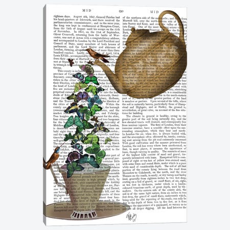 Teapot, Cup and Butterflies Canvas Print #FNK855} by Fab Funky Canvas Artwork