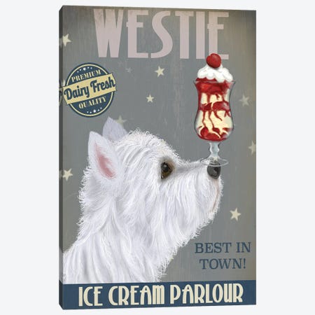 Westie Ice Cream Canvas Print #FNK865} by Fab Funky Canvas Print
