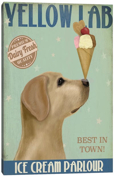 Yellow Labrador Ice Cream Canvas Art Print - Food & Drink Posters