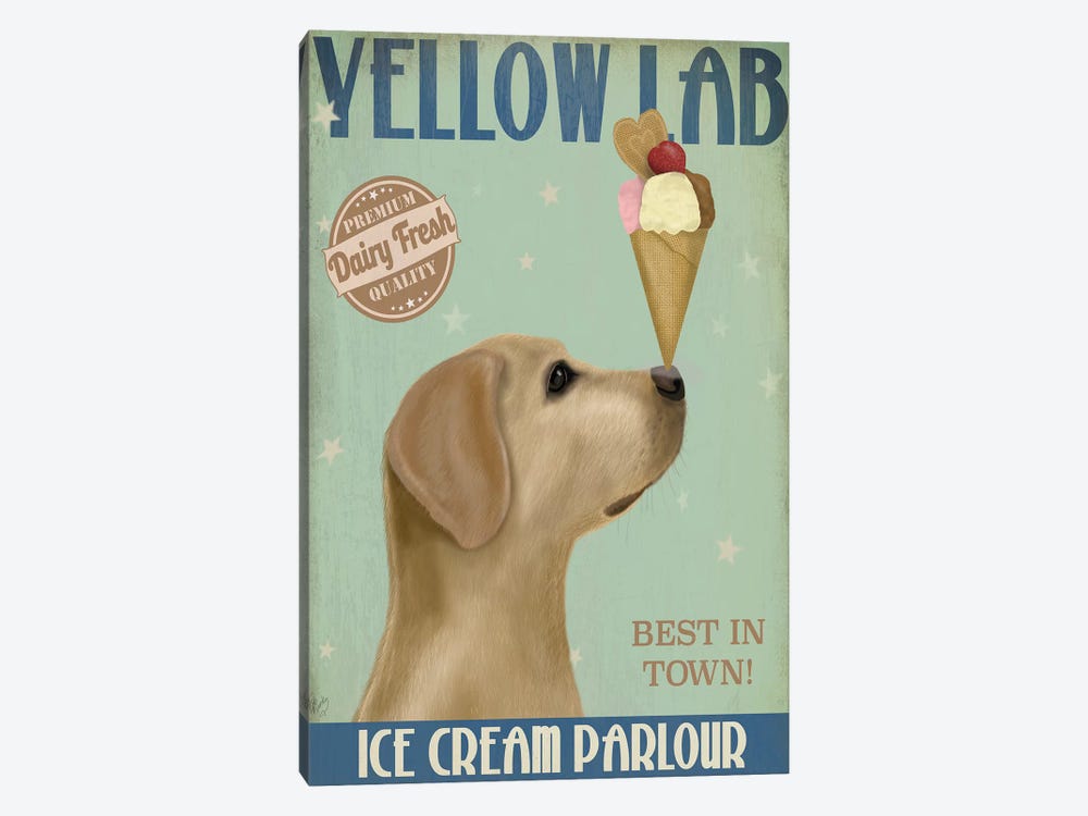 Yellow Labrador Ice Cream by Fab Funky 1-piece Canvas Art Print