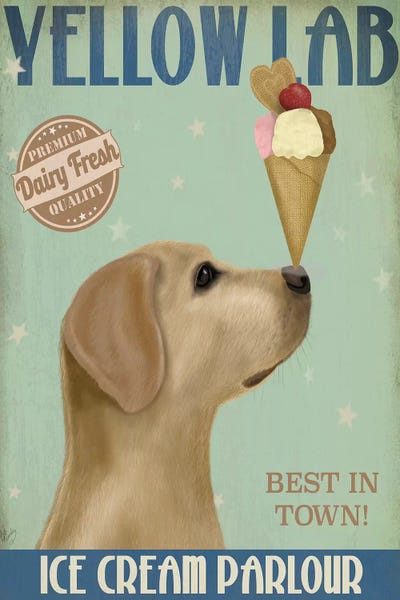 Food & Drink Posters: Yellow Labrador Ice Cream by Fab Funky