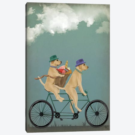 Yellow Labrador Tandem Canvas Print #FNK875} by Fab Funky Canvas Art