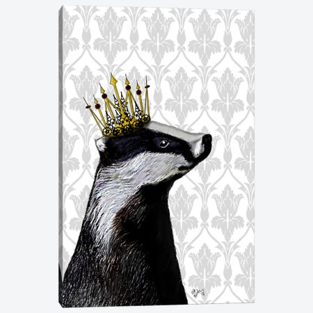 Badger King Canvas Print #FNK885} by Fab Funky Canvas Art Print