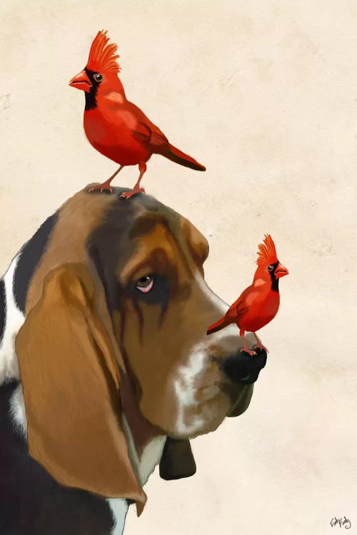 Basset Hound & Birds by Fab Funky wall art