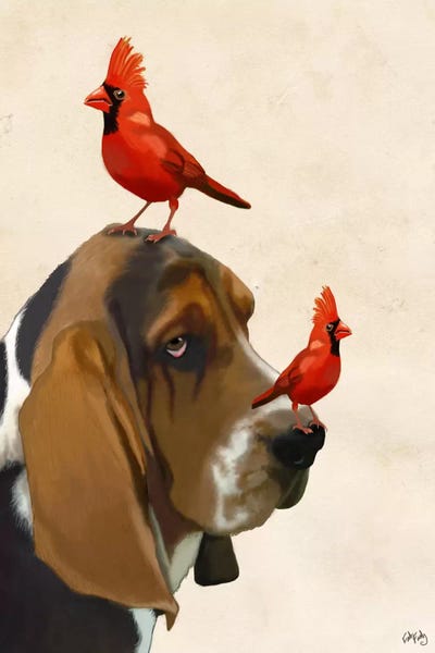 Basset Hounds: Basset Hound & Birds by Fab Funky