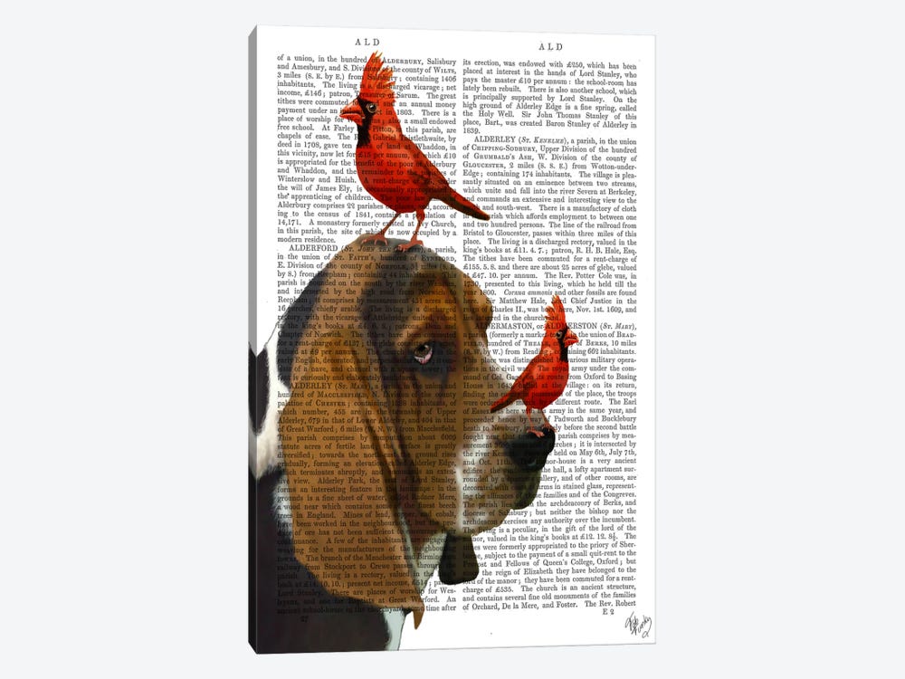 Basset Hound & Birds, Print BG by Fab Funky 1-piece Canvas Art Print