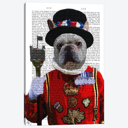 Bulldog Beefeater Canvas Print #FNK8} by Fab Funky Canvas Art