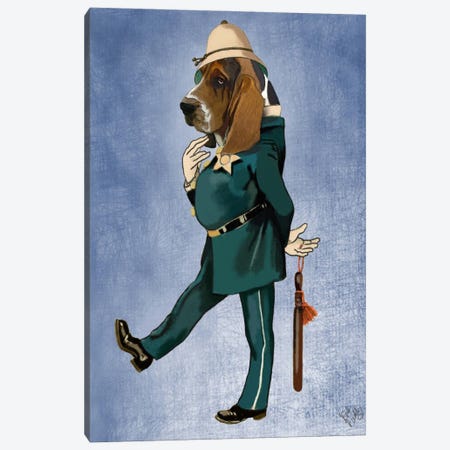 Basset Hound Policeman Canvas Print #FNK901} by Fab Funky Canvas Art Print