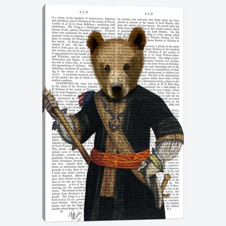 Bear In Blue Robes Canvas Print #FNK903} by Fab Funky Canvas Print