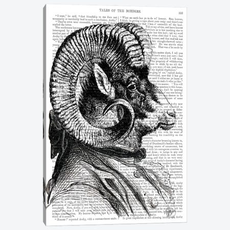 Bighorn Sheep In Suit Canvas Print #FNK906} by Fab Funky Canvas Wall Art
