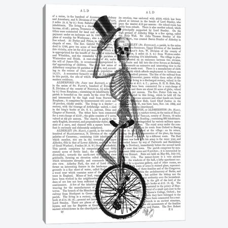 Skeleton On Unicycle Canvas Print #FNK90} by Fab Funky Canvas Artwork