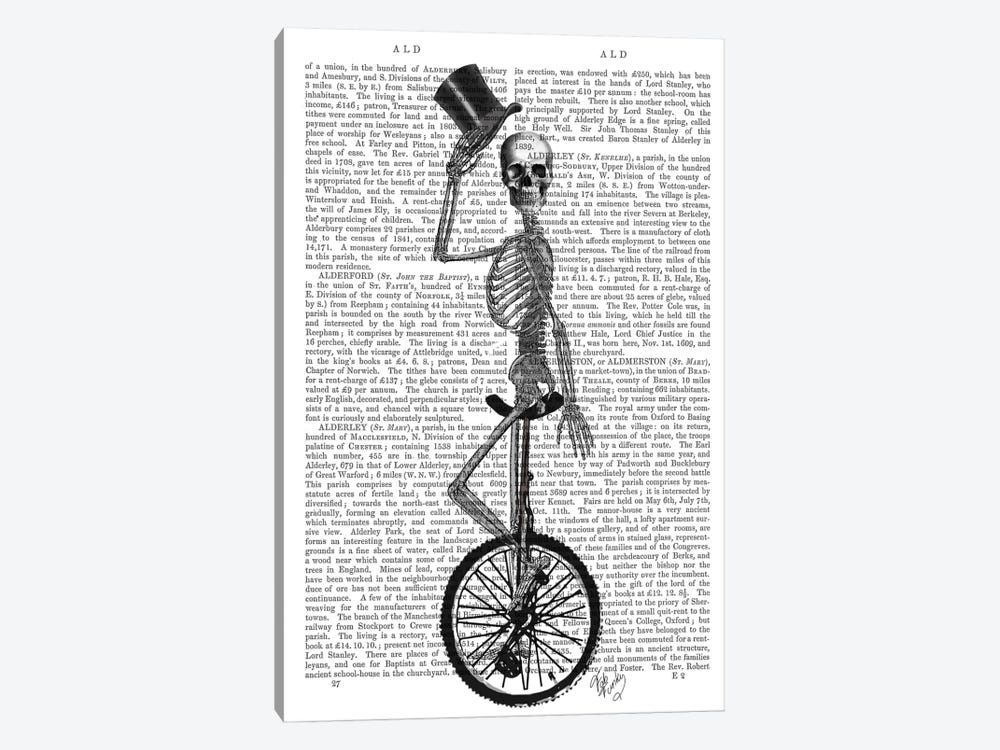 Skeleton On Unicycle 1-piece Canvas Art Print