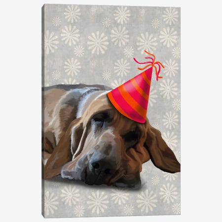 Bloodhound After The Party Canvas Print #FNK911} by Fab Funky Canvas Wall Art