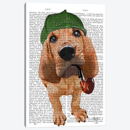 Bloodhound Sherlock Holmes II Canvas Print #FNK913} by Fab Funky Canvas Artwork
