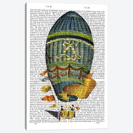 Blue Cylindrical Hot Air Balloon Canvas Print #FNK917} by Fab Funky Canvas Print