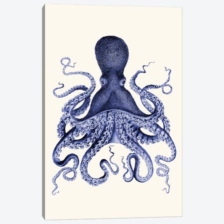 Blue Octopus I Canvas Print #FNK922} by Fab Funky Canvas Print