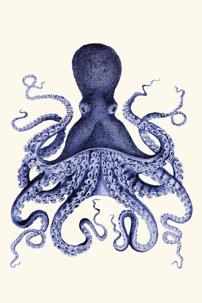 Kids Ocean Life Art: Blue Octopus I by Fab Funky