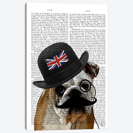 British Bulldog & Bowler Hat Canvas Print #FNK944} by Fab Funky Canvas Wall Art