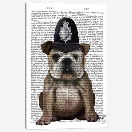 Bulldog Policeman Canvas Print #FNK949} by Fab Funky Canvas Print