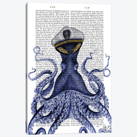 Captain Octopus II Canvas Print #FNK959} by Fab Funky Canvas Artwork